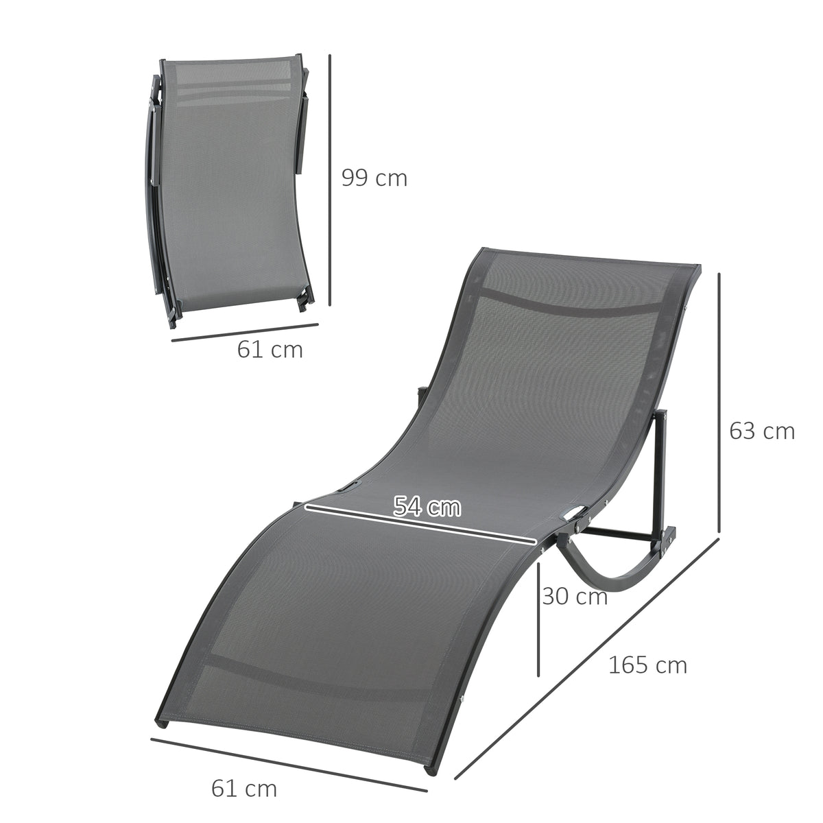 Outsunny Juego De 2 Tumbonas Plegables Con Marco De Aluminio 165x61x63 Cm Gris_2