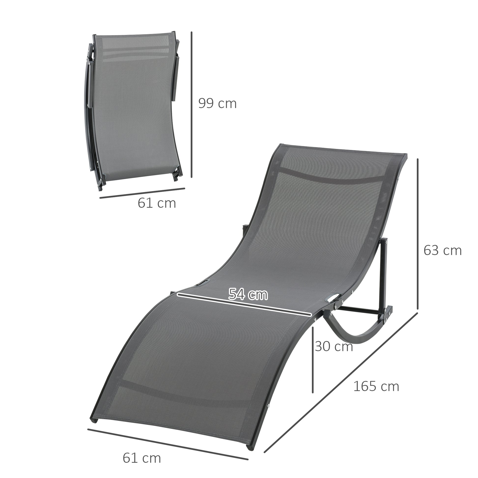 Outsunny Juego De 2 Tumbonas Plegables Con Marco De Aluminio 165x61x63 Cm Gris_2