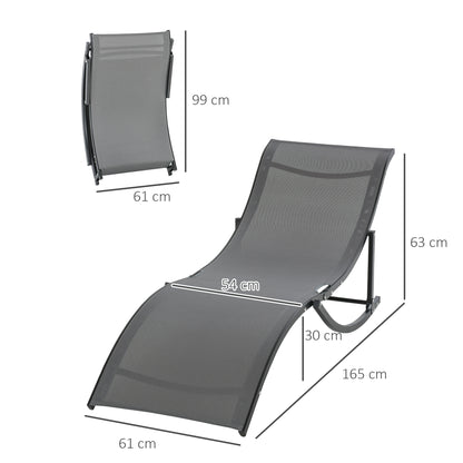 Outsunny Juego De 2 Tumbonas Plegables Con Marco De Aluminio 165x61x63 Cm Gris_2