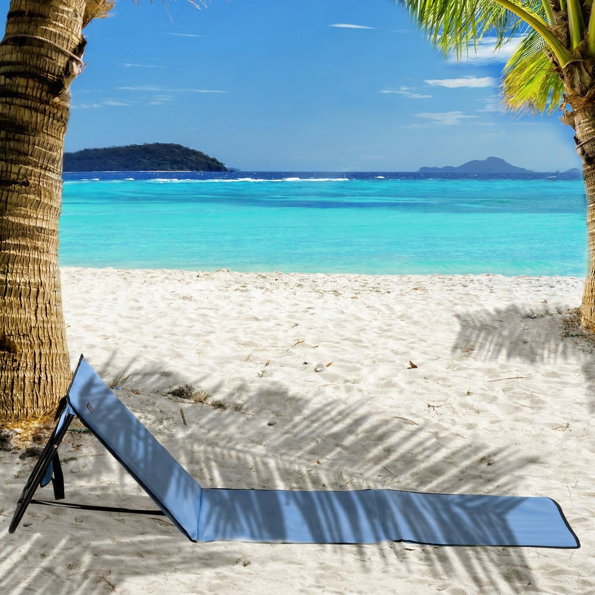 Outsunny Conjunto De 2 Esterillas De Playa Plegable 142x51x40 Cm Azul_1
