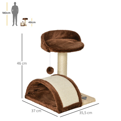 Pawhut Árbol Rascador Para Gatos 2 Niveles Con Poste Tablero Para Rascar Marrón_2