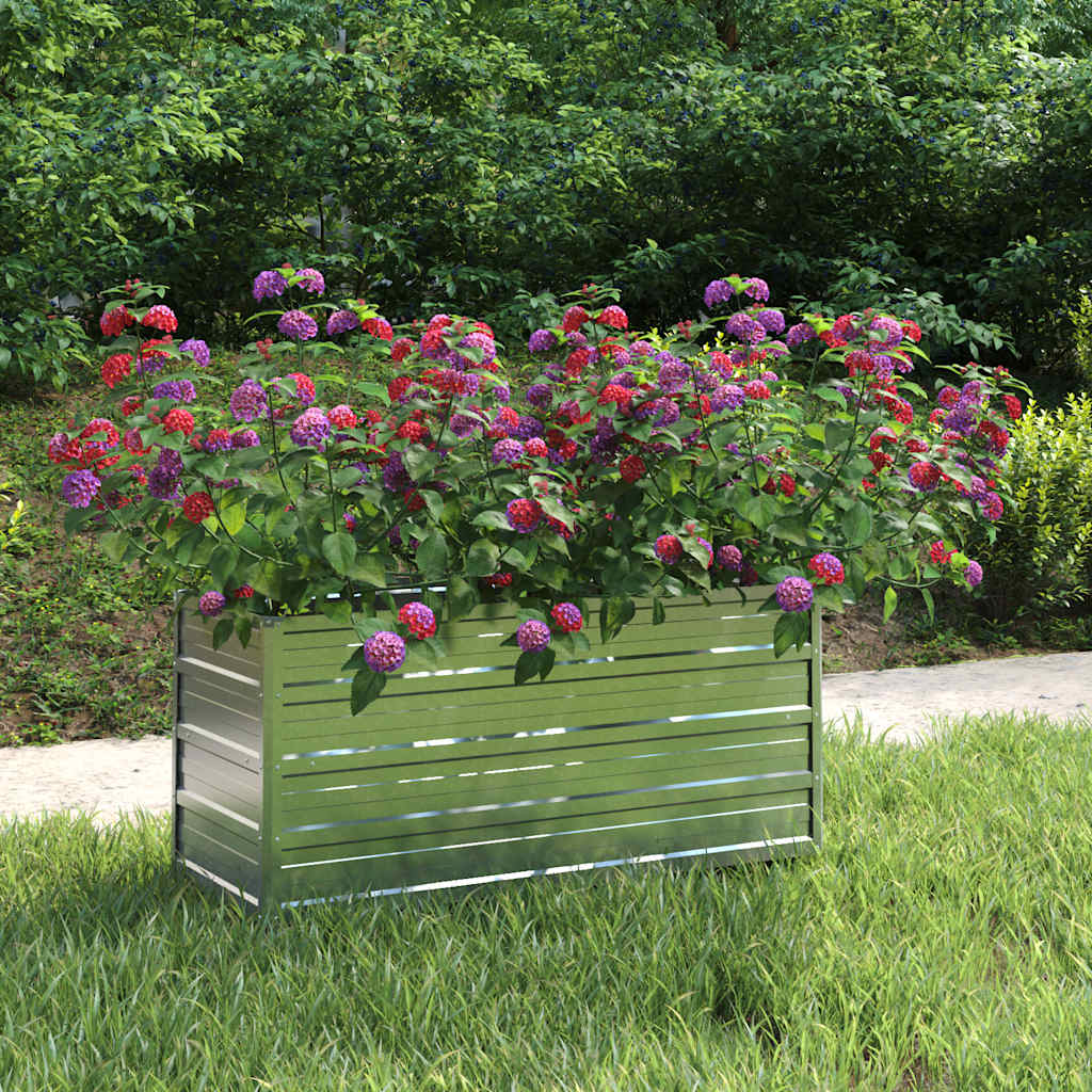 Arriate De Acero Galvanizado Plateado 100x40x45 Cm_1
