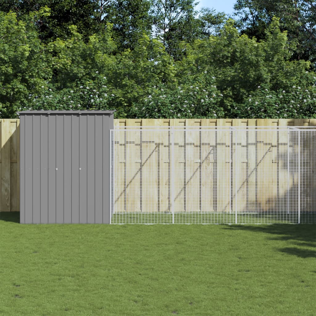 Caseta Perro Corral Acero Galvanizado Gris Claro 165x1271x181cm_1