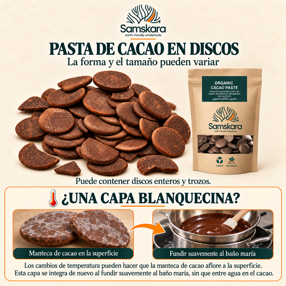 Pasta De Cacao Licor Bio - 1kg | Cacao Puro Ecológico Vegano Para Repostería Y Bebidas, Sin Azúcares Añadidos_3