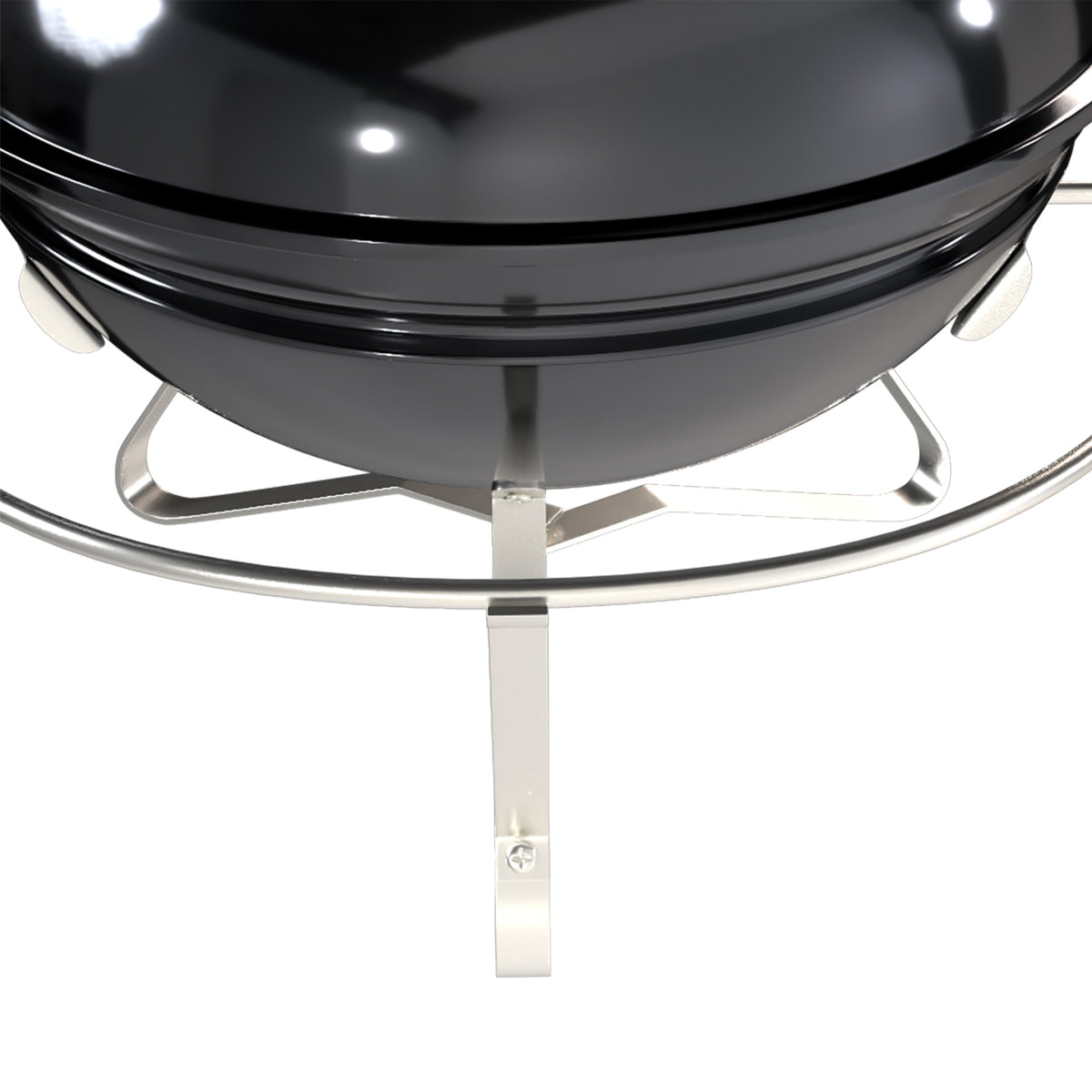 Outsunny Barbacoa De Carbón Portátil Redonda Con Rejilla Tapa Con Soporte Negro_4