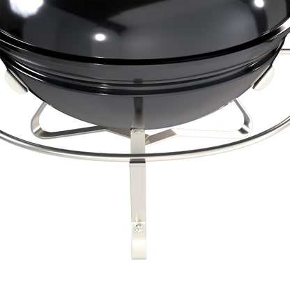 Outsunny Barbacoa De Carbón Portátil Redonda Con Rejilla Tapa Con Soporte Negro_4