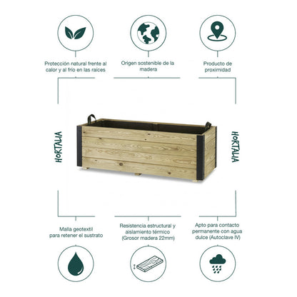 Jardinera Exterior De Madera Con Refuerzo De Aluminio Ghio Al Hortalia 110x45x40 Cm_4