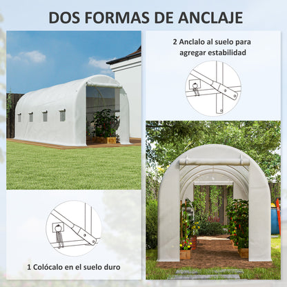 Invernadero De Túnel Outsunny Pe, Metal Blanco 500x200x205 Cm_5