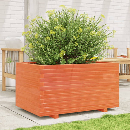 Jardinera Madera Maciza De Pino Marrón Cera 90x60x49,5 Cm_2