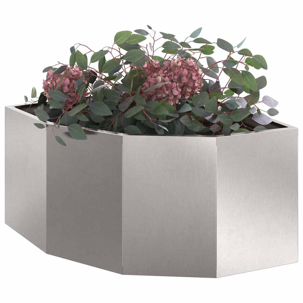 Macetero De Esquina Plateado 60 X 60 X 35 Cm Acero Inoxidable_2