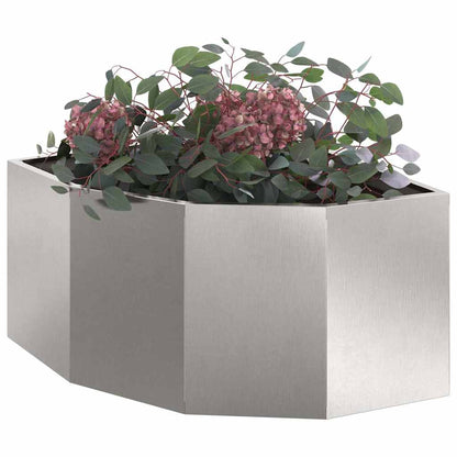 Macetero De Esquina Plateado 60 X 60 X 35 Cm Acero Inoxidable_2