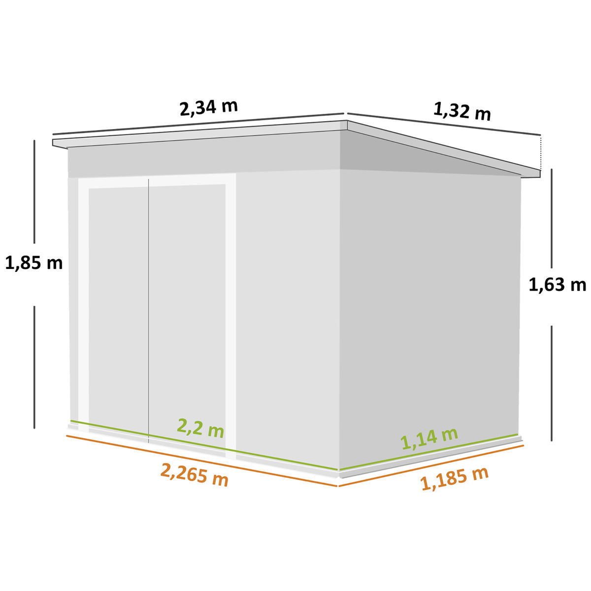 Outsunny Caseta De Jardín Exterior 2,7 M² 234x132x185 Cm Triple Puerta Gris_2