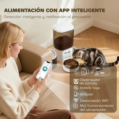 Pawhut Comedero Gato Automático De 3l Con Control De App 1-10 Comidas Al Día_5