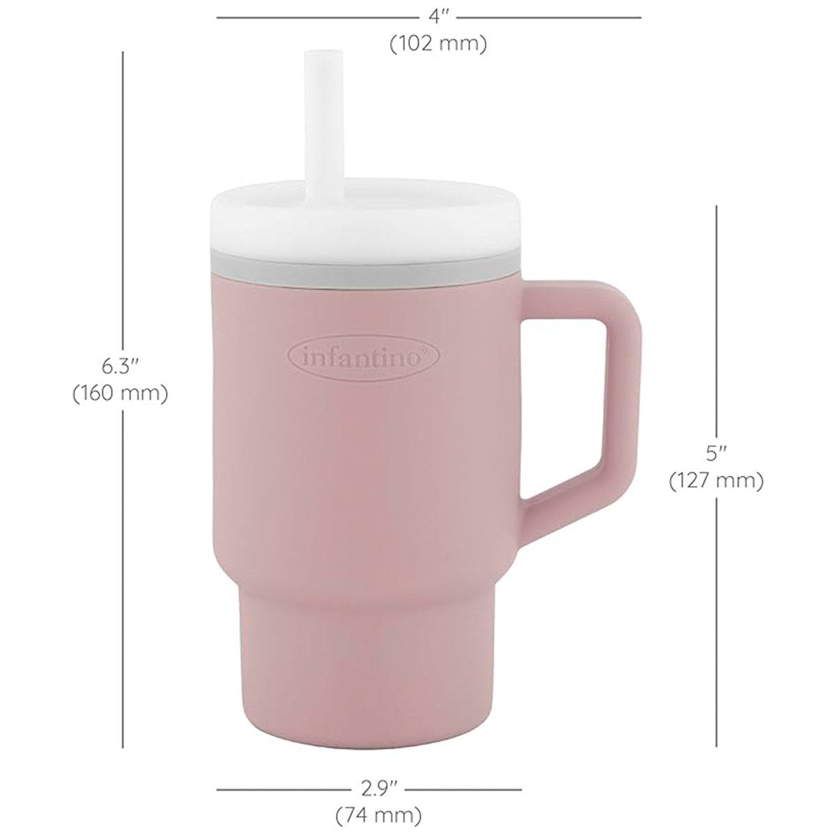 Infantino Mi Primer Vaso, Pajita Resistente Y Asa Para Niños Pequeños, Fácil De Limpiar, 250ml, Pastel Rosa_2