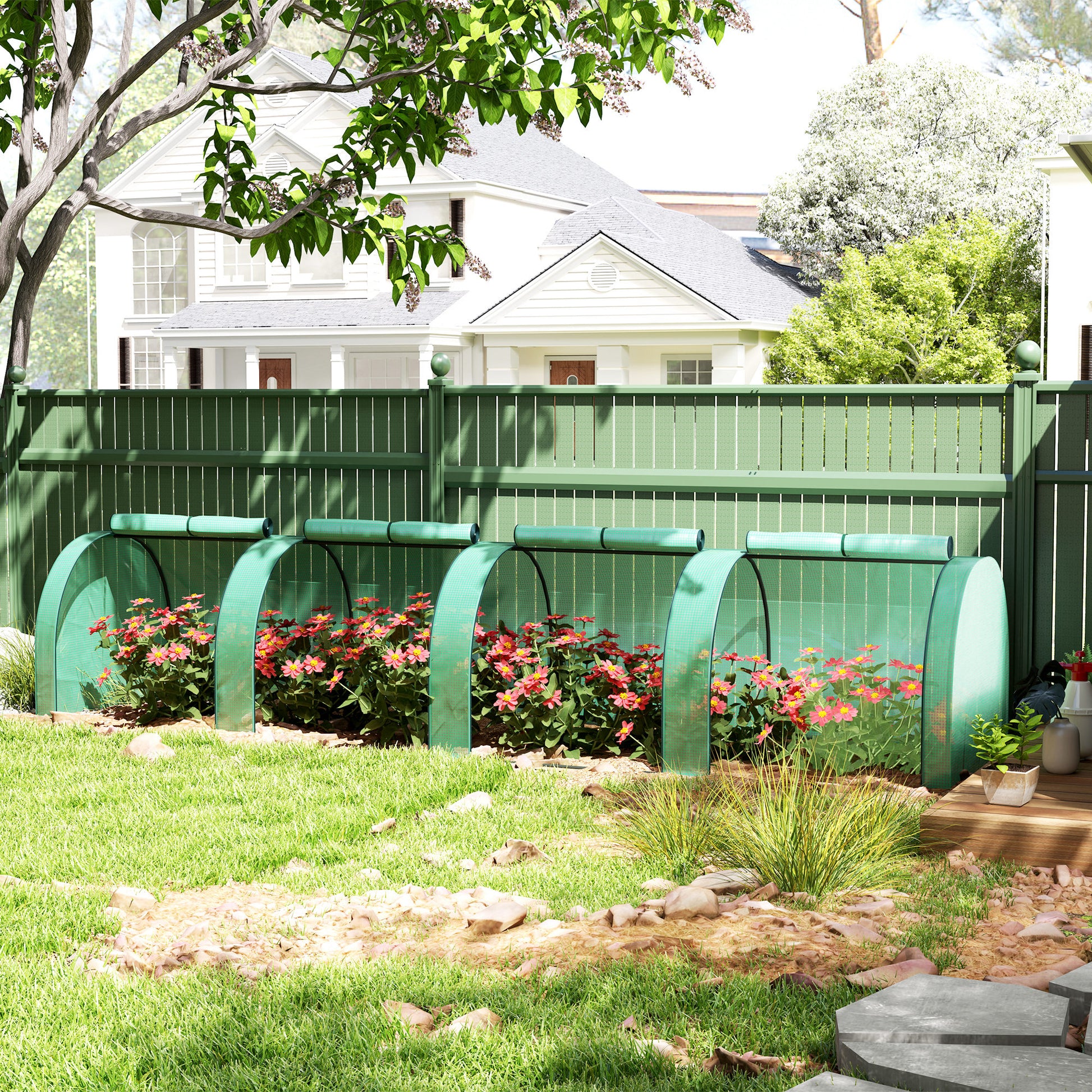 Outsunny Invernadero Con 4 Ventanas Estructura De Acero Y Pe 400x100x80 Cm Verde_1