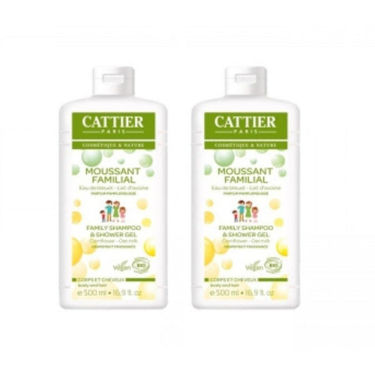 Pack 2x Gel de ducha y champú suave Cattier 2x500ml