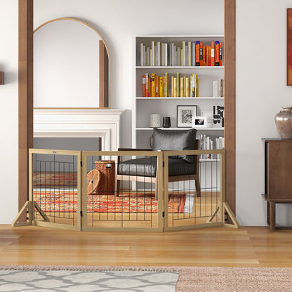 Pawhut Barrera Para Perros Plegable De 3 Paneles 210x44x70 Cm Madera Natural_1