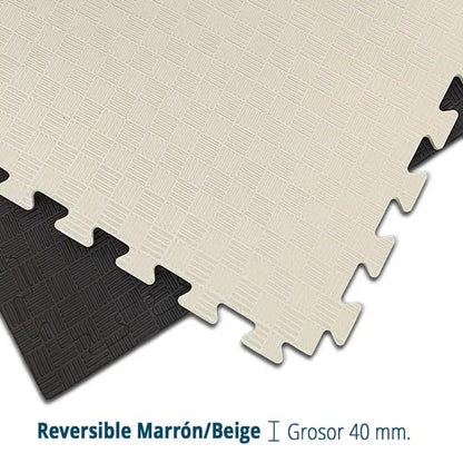 Artatami® Tatami Puzzle 1x1x40 mm Marron - Beige Pack Ahorro【12 Unidades】 Alta Densidad EVA – Judo, BJJ, MMA y Lucha_4