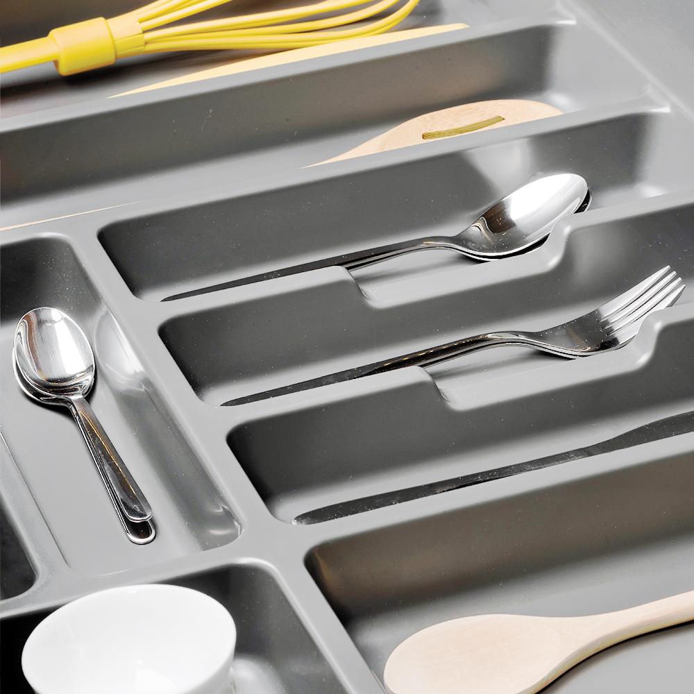 Emuca Cubertero para cajón de cocina, módulo 700 mm, Plástico, Gris