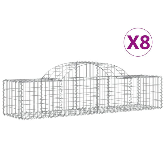 Cestas De Gaviones 8 Uds Forma De Arco Hierro 200x50x40/60 Cm_0