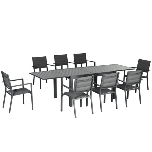 Conjunto Muebles De Jardín 9 Piezas Outsunny 270x90x75 Cm Gris_0