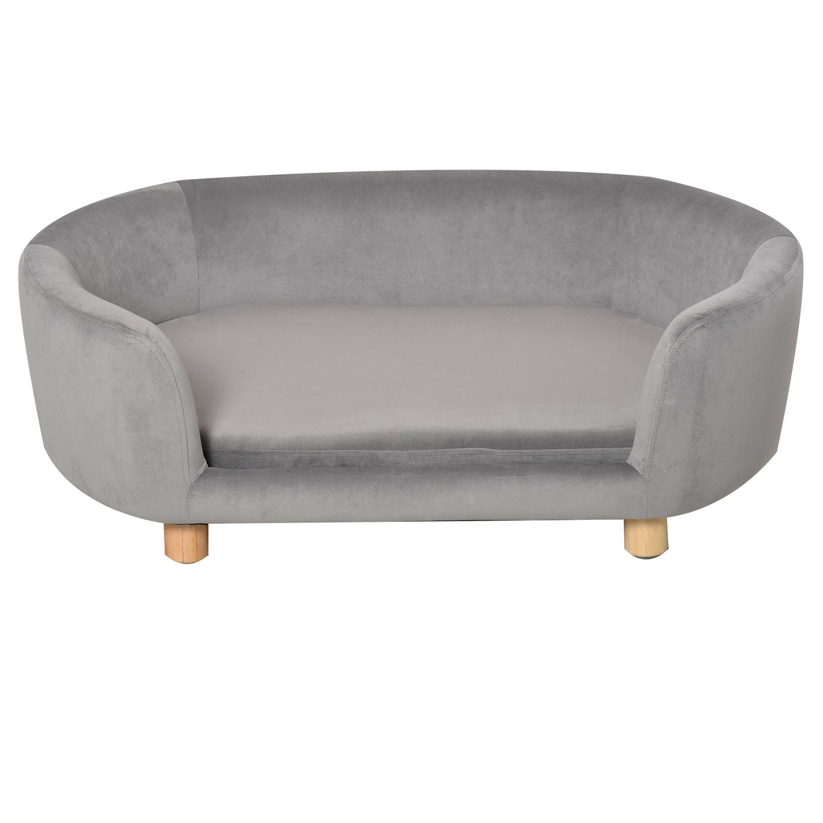 Pawhut Sofá Para Perros Pequeños Con Patas De Madera 86x55x33 Cm Gris Claro_4