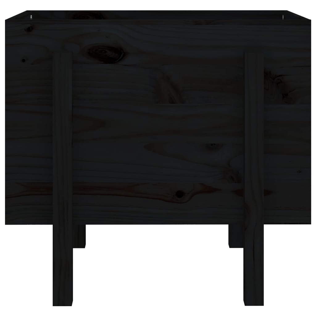 Jardinera De Madera Maciza De Pino Negro 62x50x57 Cm_3