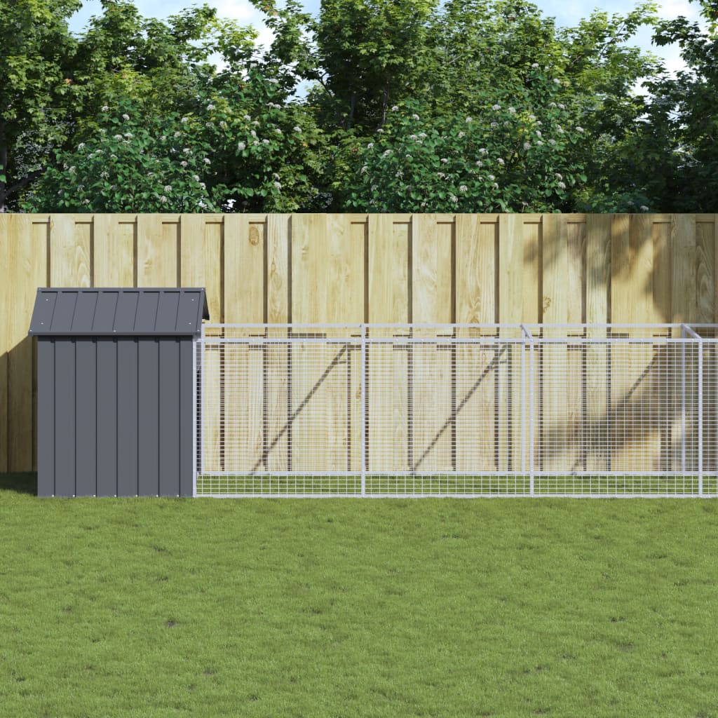 Caseta Perros Con Tejado Acero Galvanizado Gris 117x1017x123 Cm_1