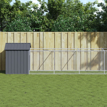 Caseta Perros Con Tejado Acero Galvanizado Gris 117x813x123 Cm_1