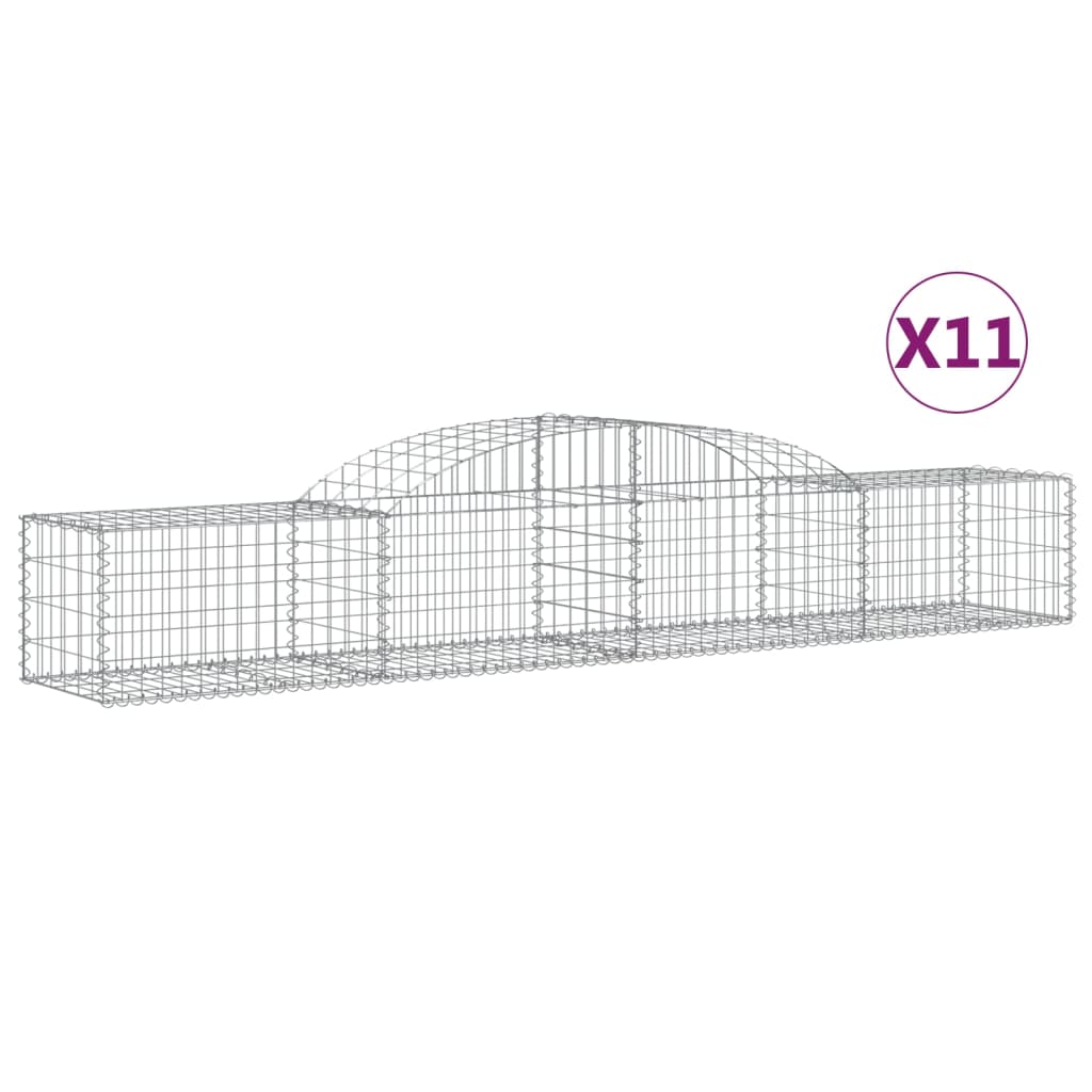 Cestas De Gaviones 11 Uds Forma De Arco Hierro 300x50x40/60 Cm_0