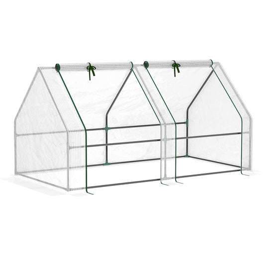 Outsunny Mini Invernadero De Jardín Terraza 180x90x90 Cm Tubo De Acero Blanco_0