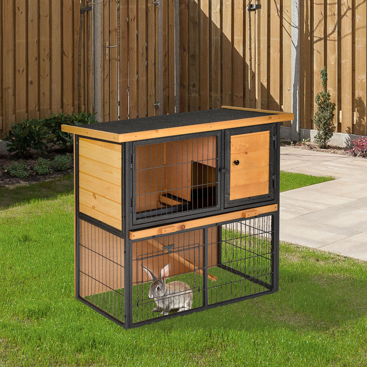 Conejera De Exterior De Madera Pawhut Multicolor 89,5x45x81 Cm_1