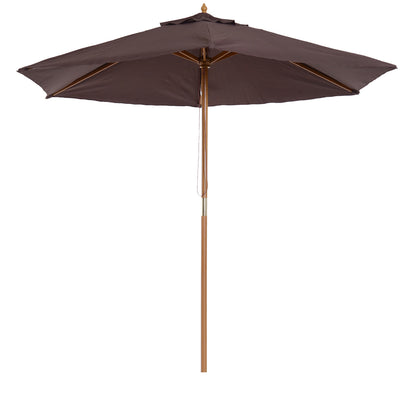 Outsunny Sombrilla De Jardín Con 6 Varillas De Bambú Y Poste Desmontable Ø2,5 M_0
