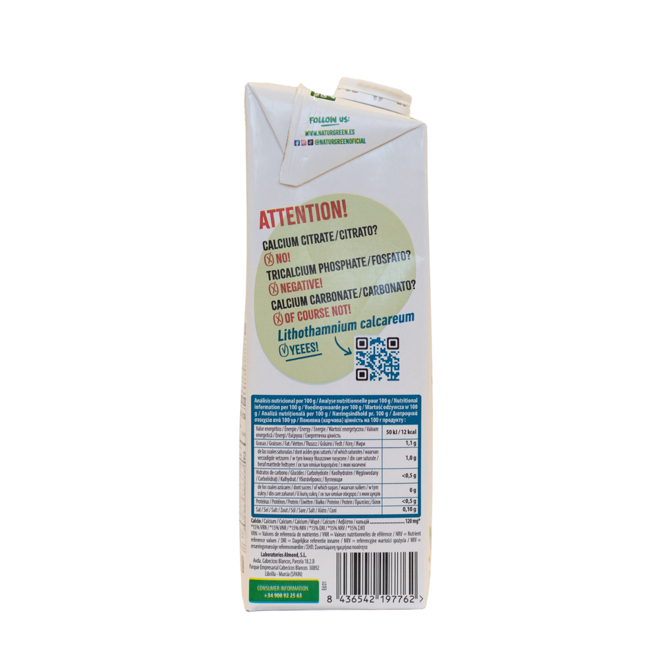 Pack 6 uds Bebida vegetal Coconut sin azúcar calcio NaturGreen 1 litro