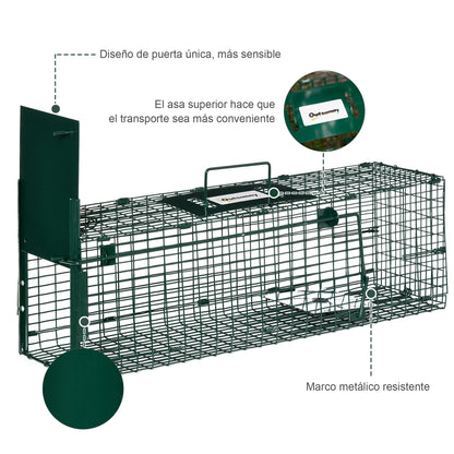 Outsunny Trampa Para Animales Vivos Con Puerta Para Ratones Pequeños 60x18x20 Cm_5