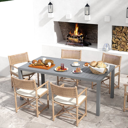 Mesa De Jardín Outsunny Aluminio Gris Oscuro 240x94x73 Cm_3