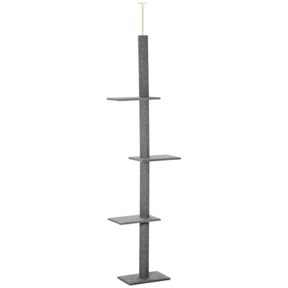 Pawhut Árbol Para Gatos Del Suelo Al Techo 43x27x228-260 Cm Con Altura Ajustable_0