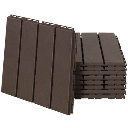 Baldosas Cuadradas Outsunny Marrom De 9 Piezas 30x30x2 Cm_0