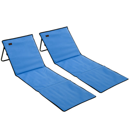 Outsunny Conjunto De 2 Esterillas De Playa Plegable 142x51x40 Cm Azul_0