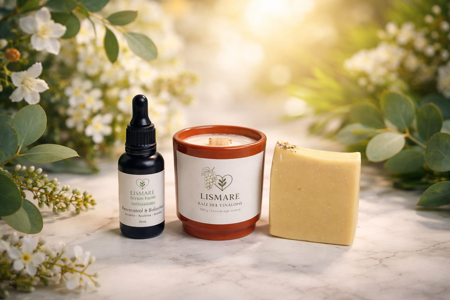 Pack Ritual De Uva Del Vinalopó - Jabón sólido uva, sérum Resveratrol & Bakuchiol y vela de uva - Lismare_1