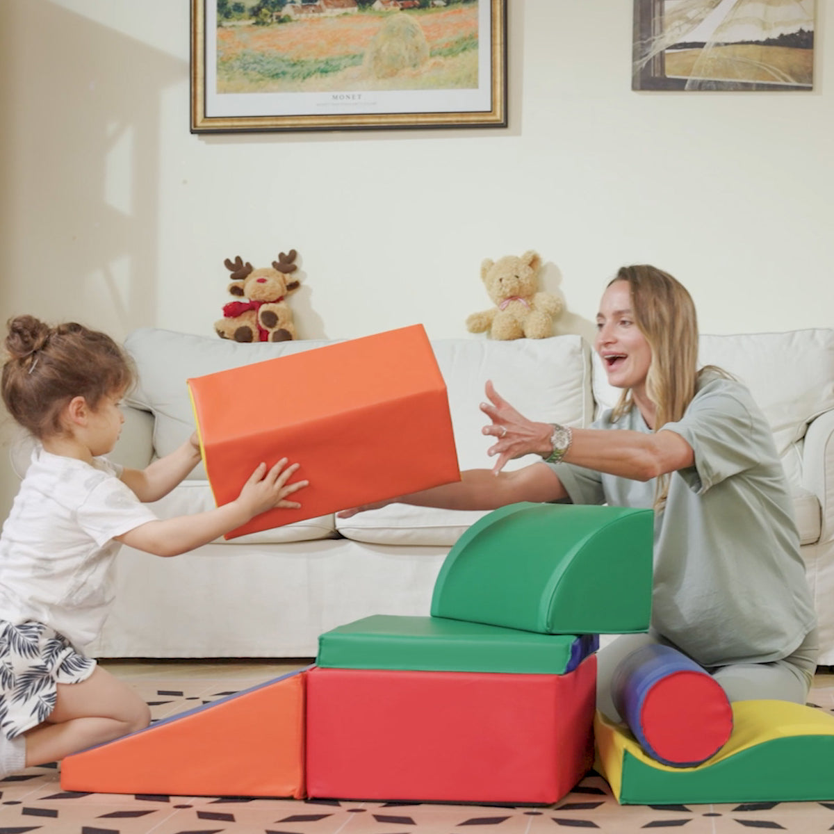Homcom Juego De 7 Bloques De Espuma Para Niños De 1-3 Años Para Escalar Gatear_3