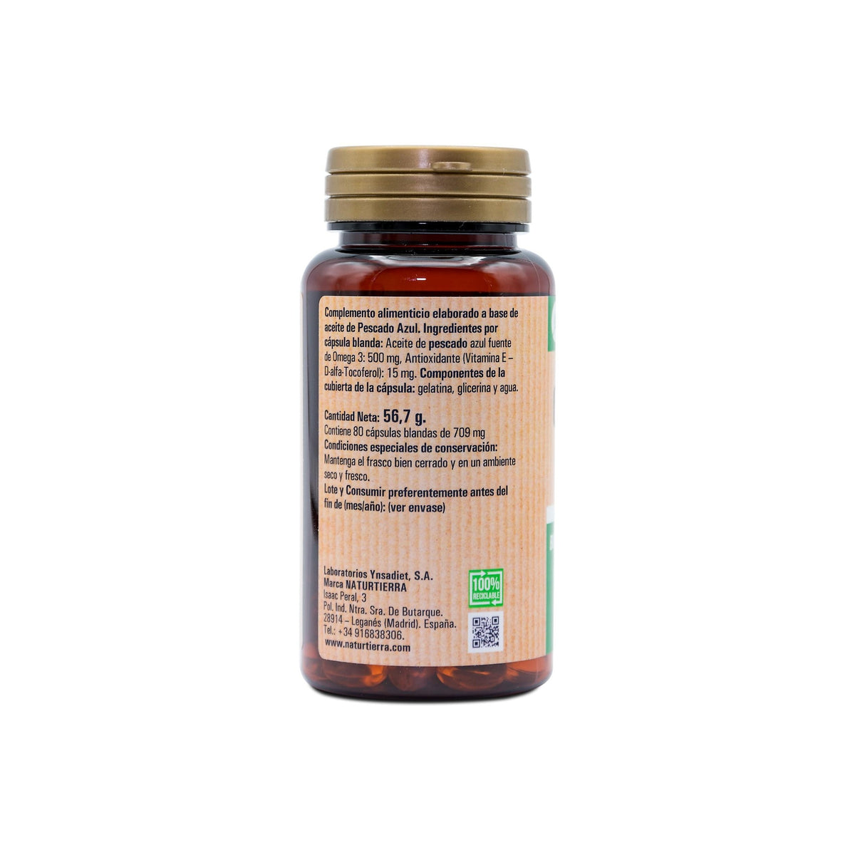 Omega 3, 80 cápsulas blandas. NaturTierra