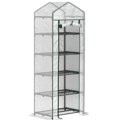 Outsunny Invernadero Pequeño Con Estantes De 5 Niveles 69x49x193 Cm Transparente_0