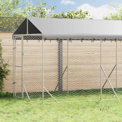 Perrera De Exterior Con Toldo Acero Galvanizado Plata 2x6x2,5 M_1