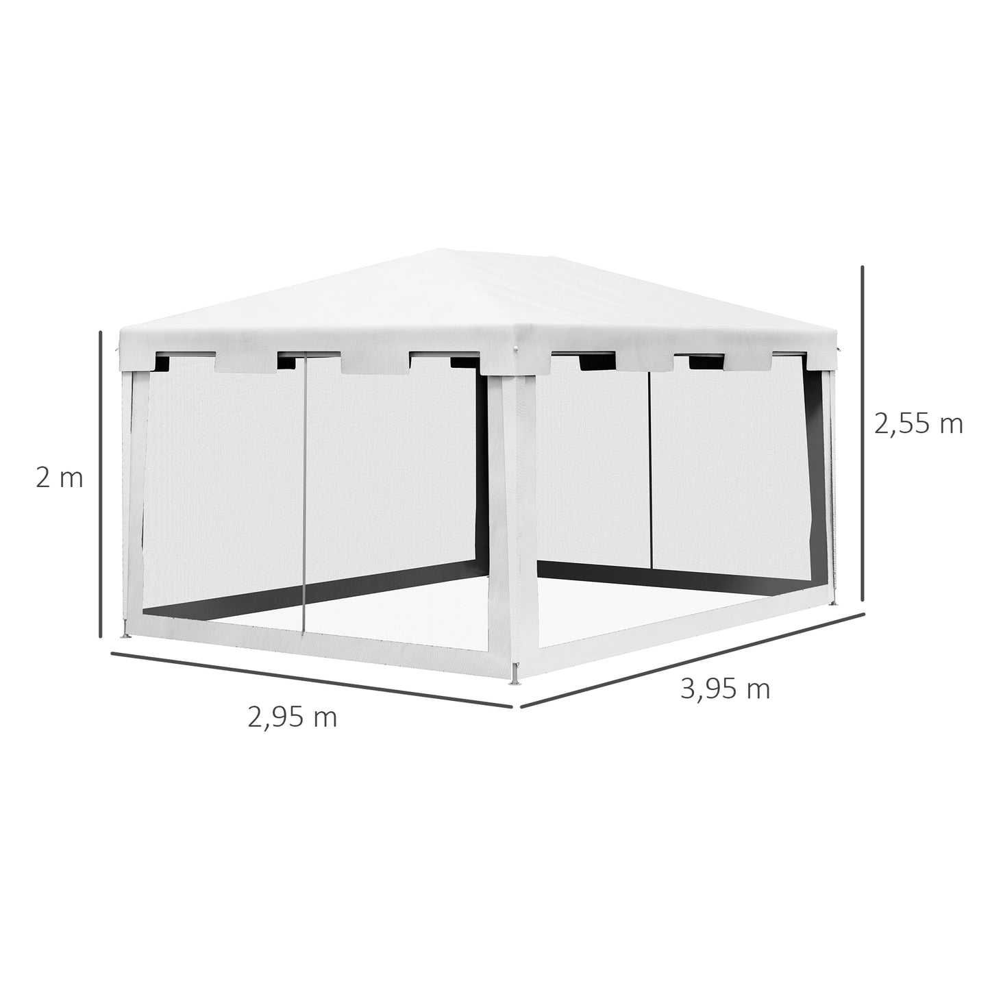 Outsunny Carpa De Jardín 4x3 M Con 4 Mosquiteras Laterales Blanco Y Negro_2