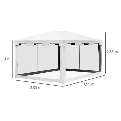 Outsunny Carpa De Jardín 4x3 M Con 4 Mosquiteras Laterales Blanco Y Negro_2