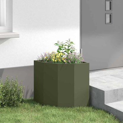Macetero De Esquina Verde Oliva 45 X 45 X 50 Cm Acero_3