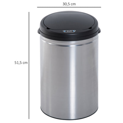 Caixote De Lixo Homcom Prata E Preto Aço Inoxidável, Abs E Pp Ø30,5x51,5cm_2