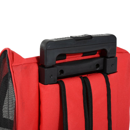 Pawhut Transportín 2 En 1 Para Mascotas Carrito Mochila Ruedas 42x25x55 Cm Rojo_4
