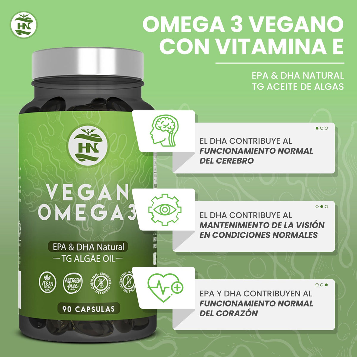 Pack Omega 3 Vegano De Aceite De Algas Epa Y Dha (90 Cápsulas) + Creatina Monohidrato En Polvo Sin Sabor (306 G)_1